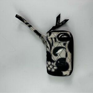 Vera Bradley Night & Day Black and White Quilted Zip Wristlet with ID Slot READ